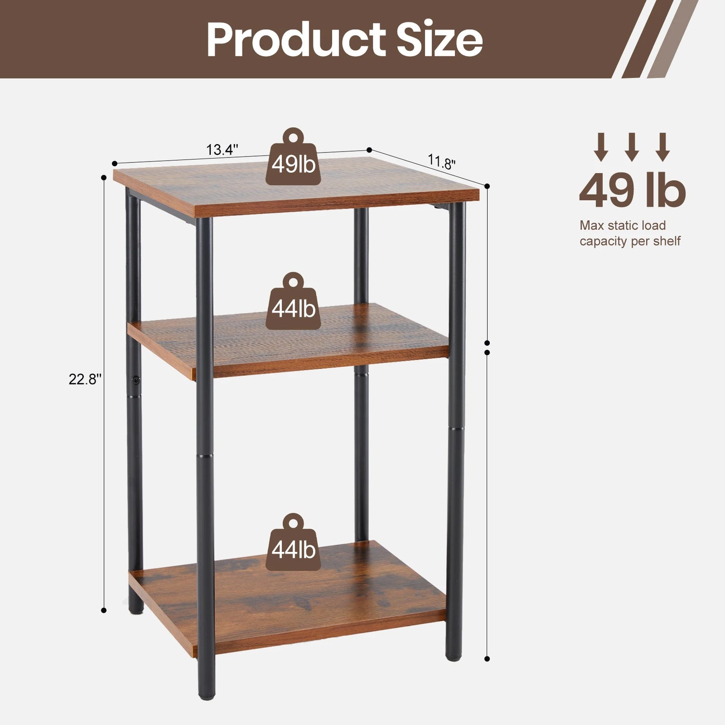 Steel Frame Small Nightstand, space saver