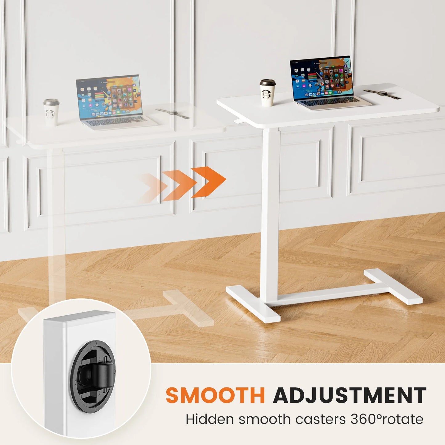 Multi-use AdjustableTable with Hidden Wheels