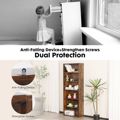 6 Tier/63 Inch Wooden Bookcase