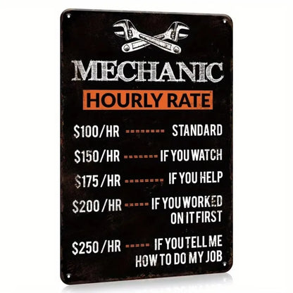 Humorous Rules Mechanic Hourly Rate Sign