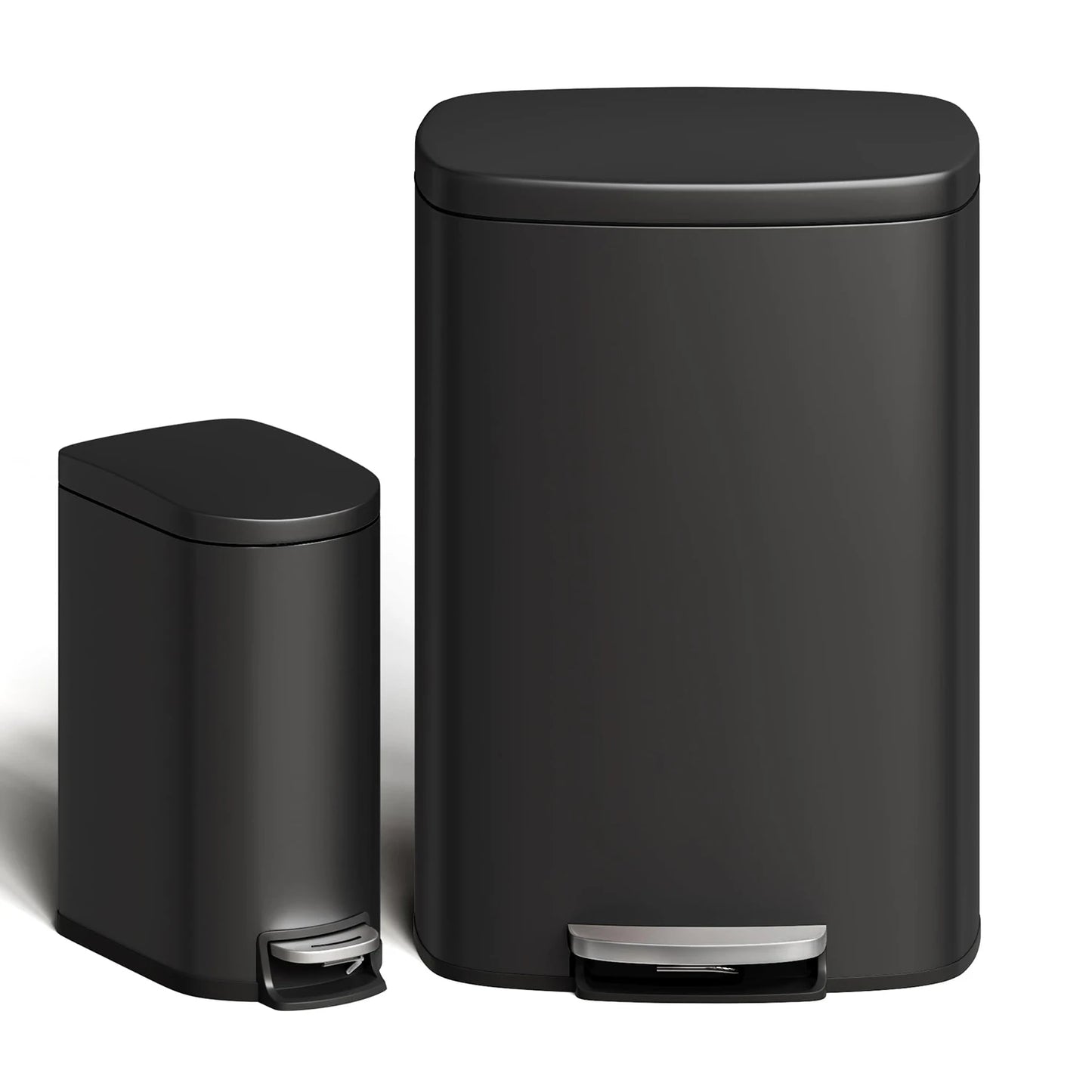 Stainless Steel Garbage Bins w/Removable Inner Buckets