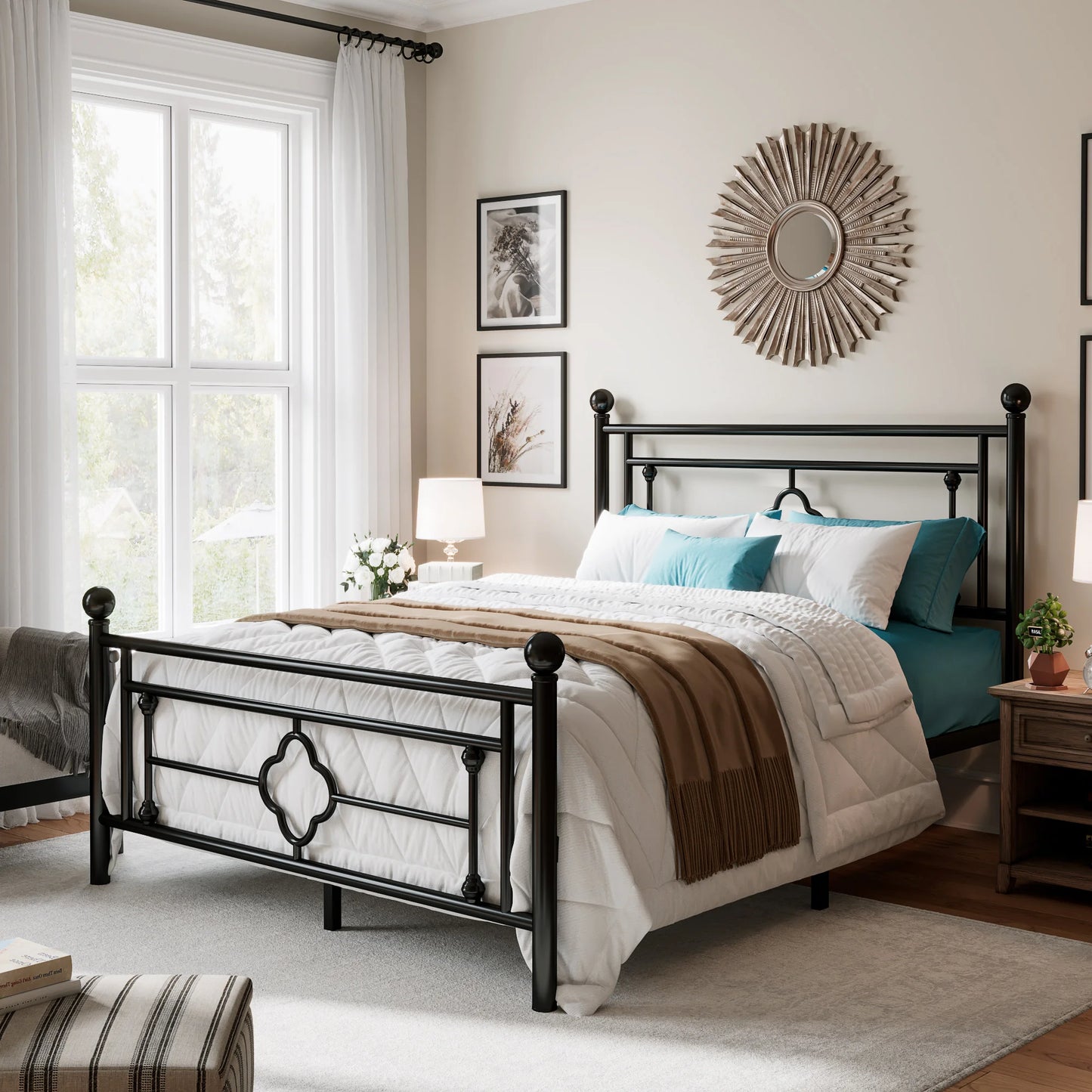 Vintage Victorian Style Platform Bed Frame
