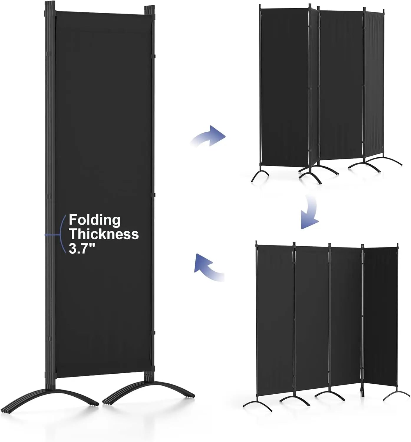 Folding Privacy Screens 4 Panel Partitions 88" Wall Dividers