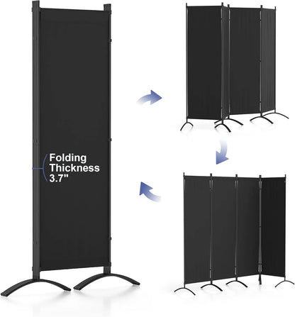 Folding Privacy Screens 4 Panel Partitions 88" Wall Dividers