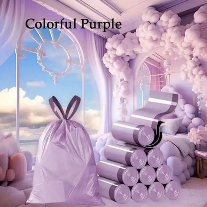 100pcs  Purple Drawstring Trash Bags,