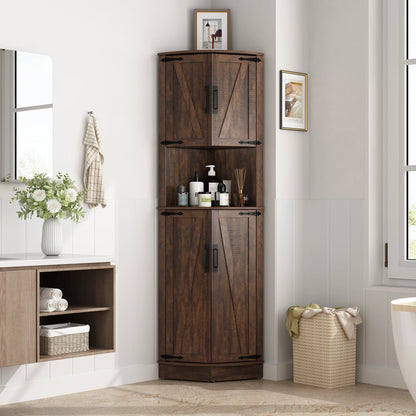 Corner Bathroom Storage Tall Cabinet with Doors