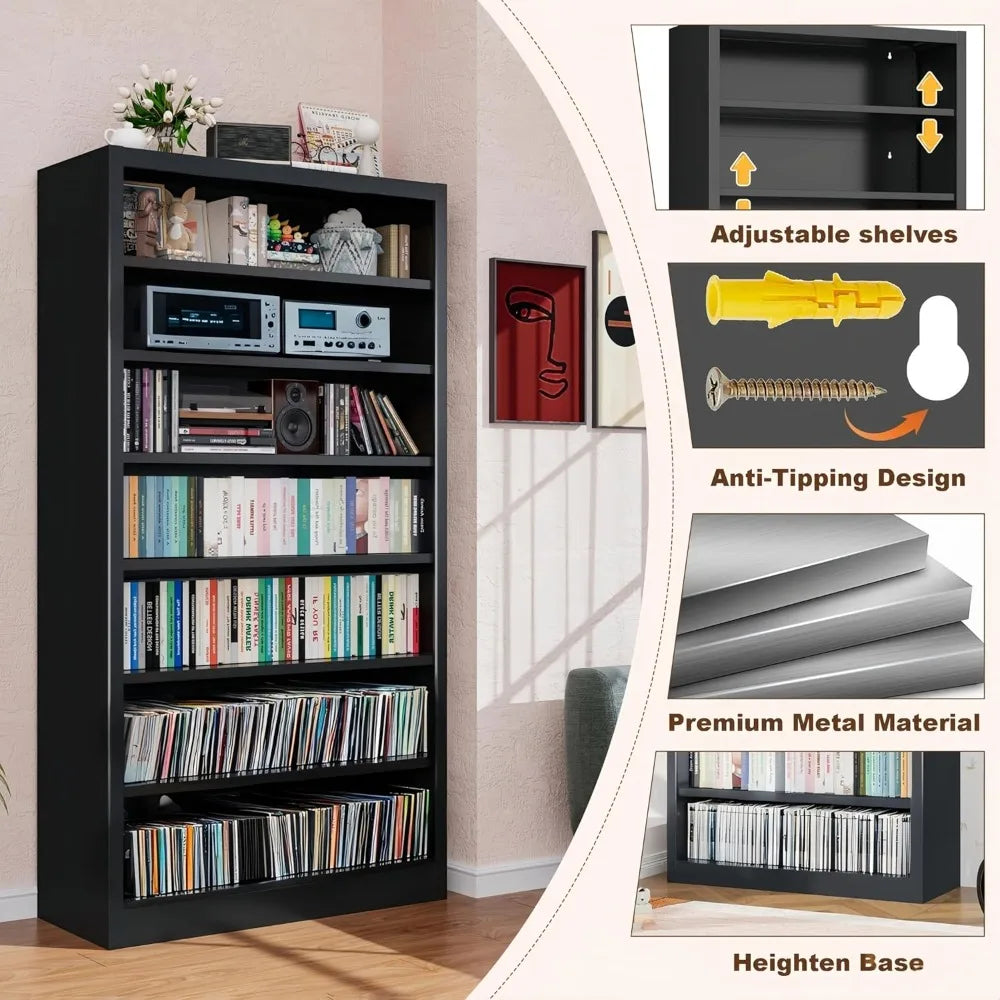 55" Media Storage Cabinet w/ 6 Adjustable Shelves