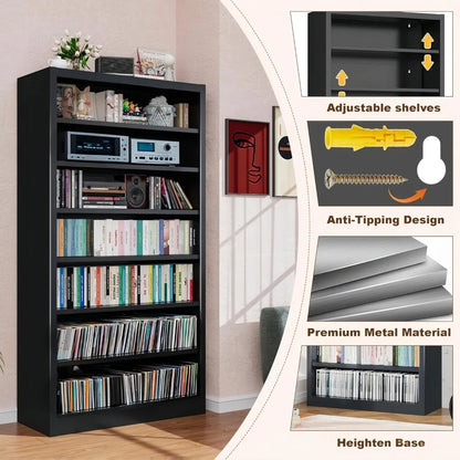 55" Media Storage Cabinet w/ 6 Adjustable Shelves